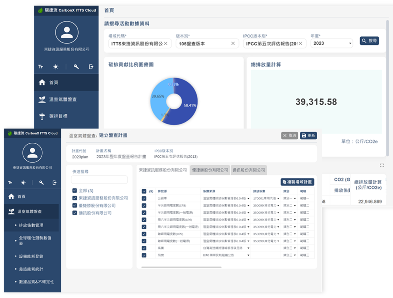 東捷資訊ESG碳捷流系統